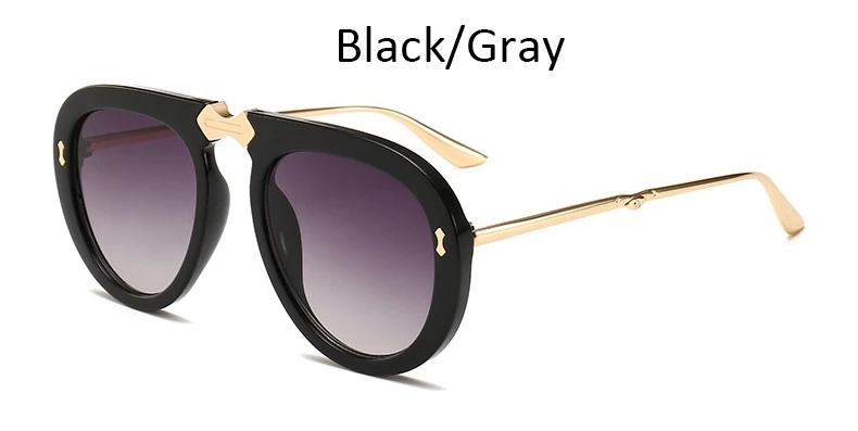 Black Gray classic pilot Gradient Metal Sunglasses Woman Brand Fashion shades for women Luxury Top Eyewear Black Designer Glasses - Цвет линз: Black Gray