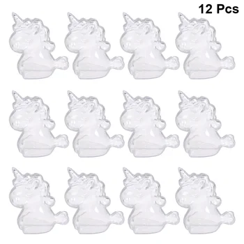 

12pcs Transparent Plastic Candy Box Unicorn Shape Sugar Containers Holder Party Supplies
