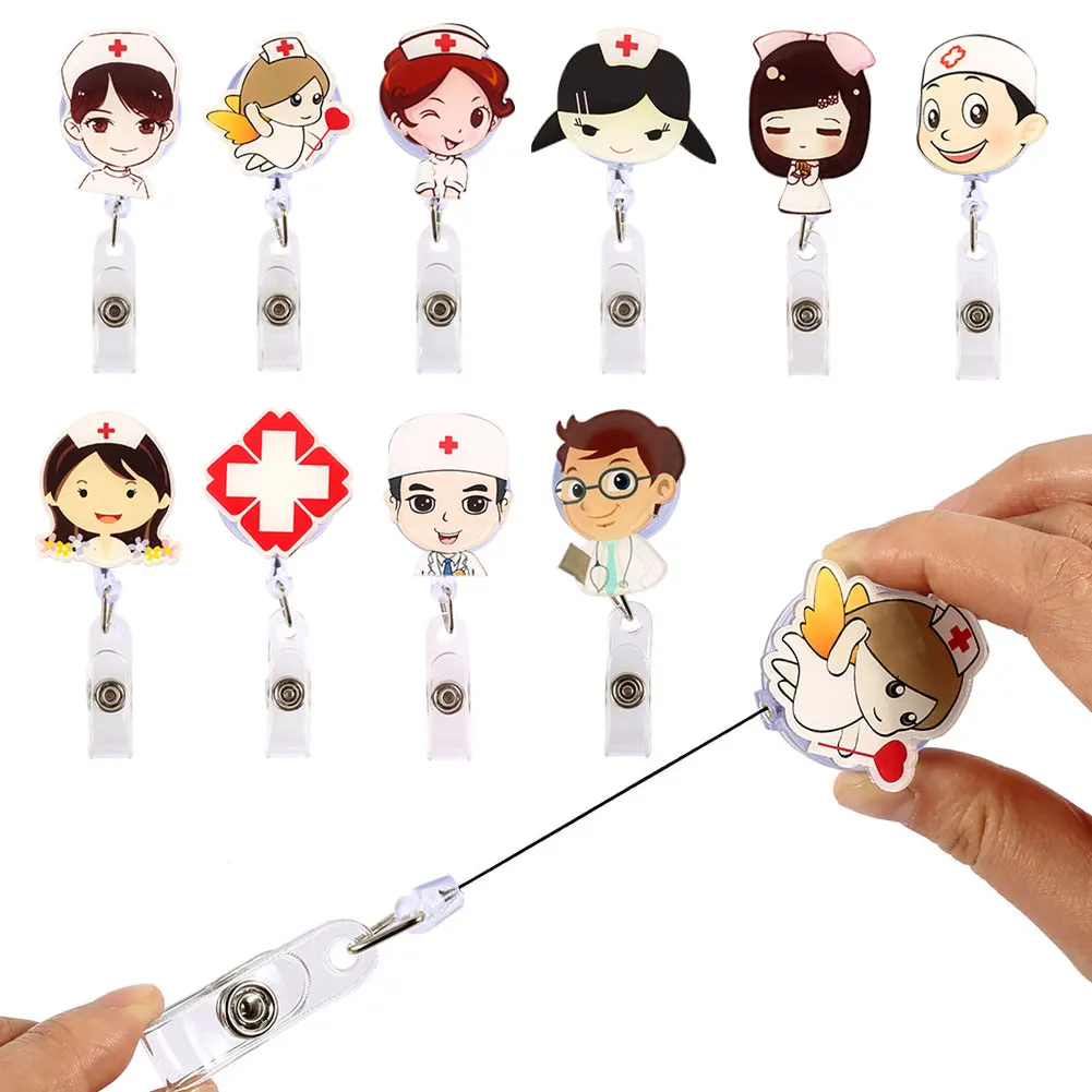 

Badge Holder Document Holder Badge Buckle Retractable Acrylic Student Card Kids Stationery Nurse Office Accessories Key Reel