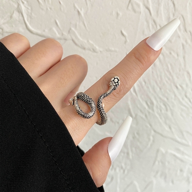Vintage Gothic Elephant Skull Serpentine Multi Element Ring Set For Women Men Retro Personality Finger Ring Gifts