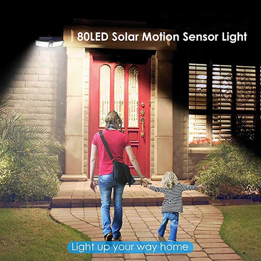 Mpow 80 LED Solar Wall Lights Wireless IP65 Waterproof Wireless Security Solar Motion Sensor Light Luz Solar Led Para Exterior (2)