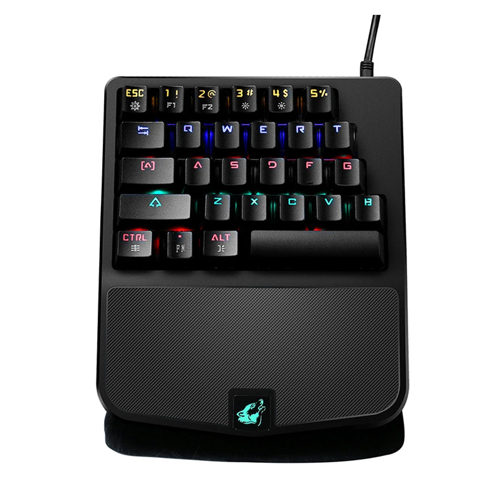 

28 Keys USB Home Office Wired Universal Mechanical Keypad LED Backlight Portable Ergonomic One Handed Keyboard Laptops