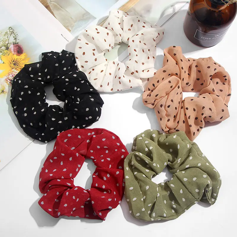 Повязка на голову женская шифоновая в горошек эластичная | Украшения и