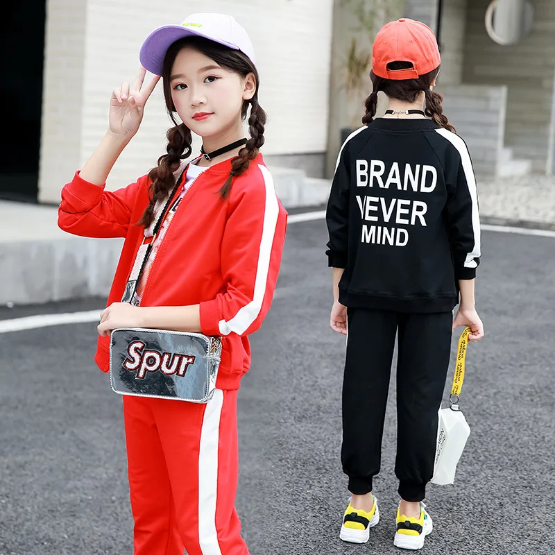 

Children Clothing Suits 2019 Spring Autumn Baby Girls Clothes Sets 2 Pcs Outwear Pants Costume For Girls Kids Zipper Sport