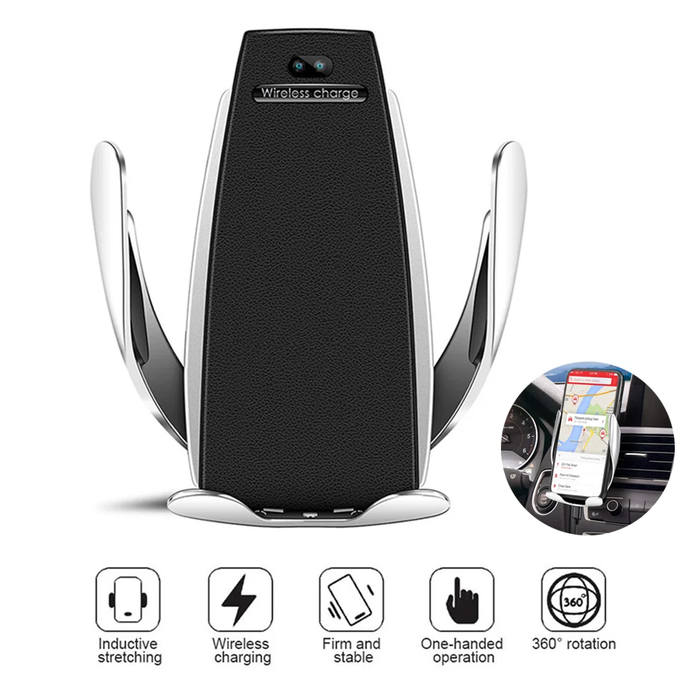 

10W Wireless Car Charger S5 Automatic Clamping Fast Charging Phone Holder Mount in Car for iPhone xr Huawei Samsung Smart Phone