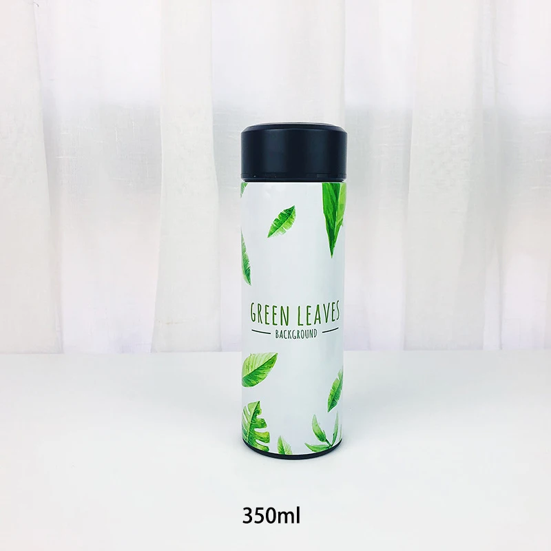 350ML 350 мл/500 мл кружка для путешествий с листьями термосы кофейная чашка термос из нержавеющей стали Термос моя бутылка для воды с вакуумной водой и инфузионное чайное ситечко - Цвет: 350ML