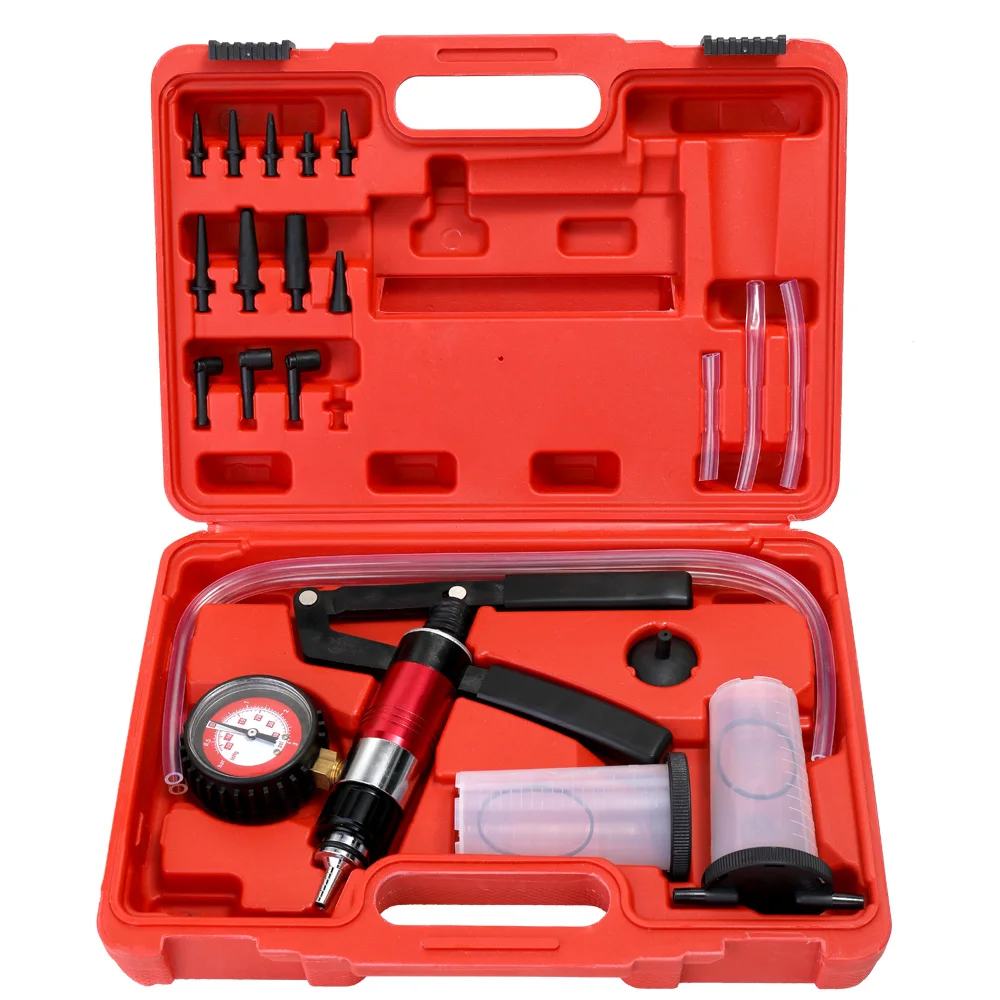 

Multifunctional Hand Held Vacuum and Pressure Pump Tester Kit Brake Bleeder Complete Set for Car test vehicle settings operation
