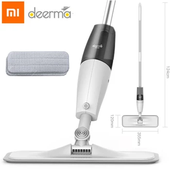

22%, Xiaomi Deerma Water Spraying Sweeper Mijia Floor Cleaner Carbon Fiber Dust Mops 360Rotating Rod 350ml Tank Waxing Mop