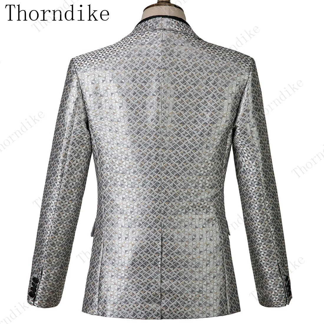 Thorndike, серебристые жаккардовые облегающие костюмы для закусок, новые мужские куртки+ брюки+ жилет, 3 предмета, высокое качество, мужские Умные повседневные Костюмы