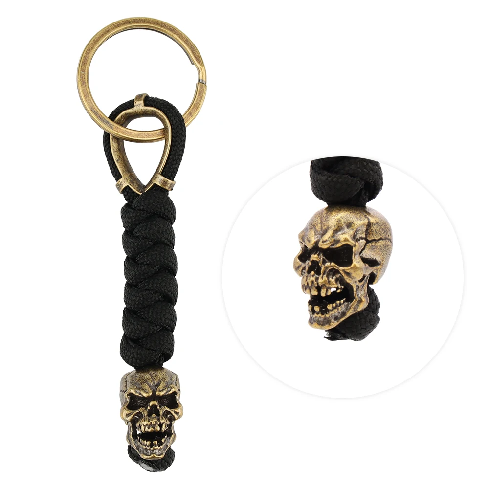 Weave Brass Punk Skull Knife Beads Umbrella Rope Handmade Paracord Bead DIY  Hang Pendant