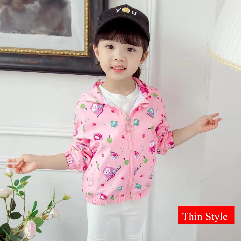 Pink Thin Spring Новинка; зимняя куртка с капюшоном для маленьких девочек; теплая хлопковая верхняя одежда с бархатным мехом для маленьких девочек; пальто; От 2 до 9 лет детская утепленная парка для девочек - Цвет: Pink Thin Spring