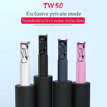 

TW50 TWS Wireless bluetooth 5.0 Earphone Automatic Connect HiFi Stereo Noise Reduction Touch Earbuds Headset For Mobile Phone