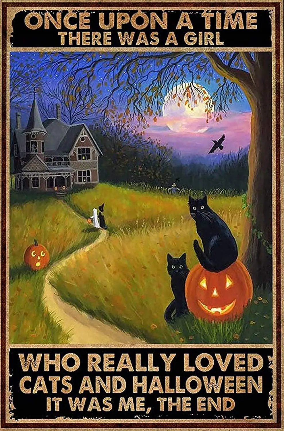 

Cat Wall Decor Girls Halloween Black Cat Once Upon A Time There's A Girl Who Love Cats & Halloween Cat Decorations for The Home