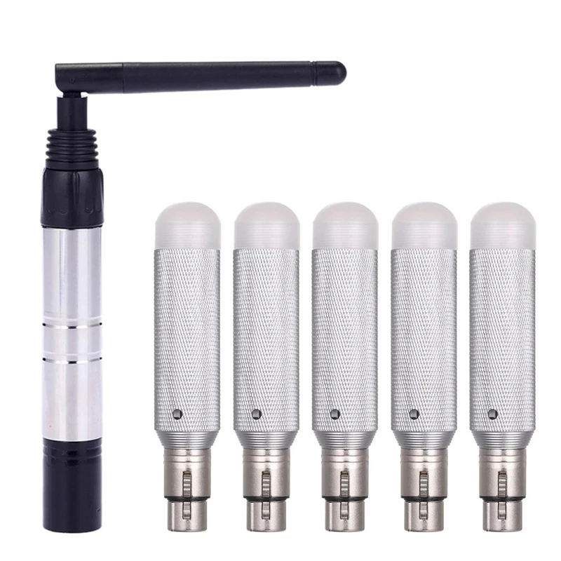 

Dmx512 2.4G Ism Wireless Transmitter + 5Pcs Receivers Built-In Rechargeable Batterys 800M Long Visible Transmission Distance for