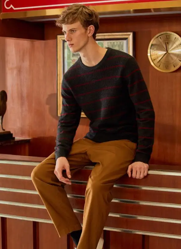 Xiaomi полушерстяной полосатый свитер удобный, вокруг шеи мужская зимняя одежда пуловер Толстовка высокого качества