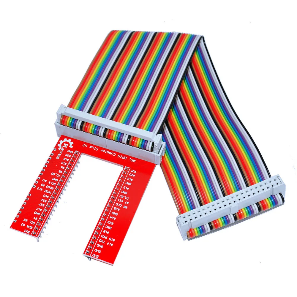 5PCS For Raspberry PI GPIO Extended DIY Kit 40P Rainbow Cable+ GPIO V2 Expansion Board