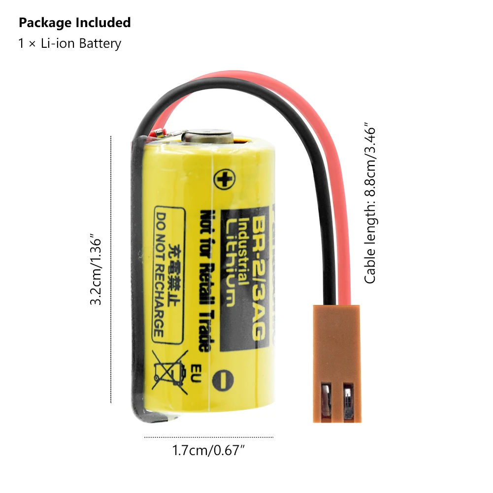 Br-2/3a 3v 1200 мА/ч, литий Батарея Br2/3ae2p Plc компьютеры резервные батареи с коричневыми штепсельная Вилка для ЧПУ FANUC Системы CR17335