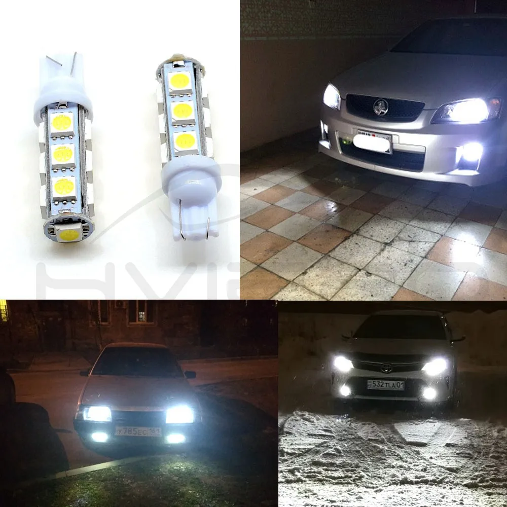 Hviero  White T10 5050 SMD 13LED Auto Car Side Light 501 W5W T10 168 194 Bulbs LED Wedge Lamp Reading Light Tail Light Stop Light Dc 12V