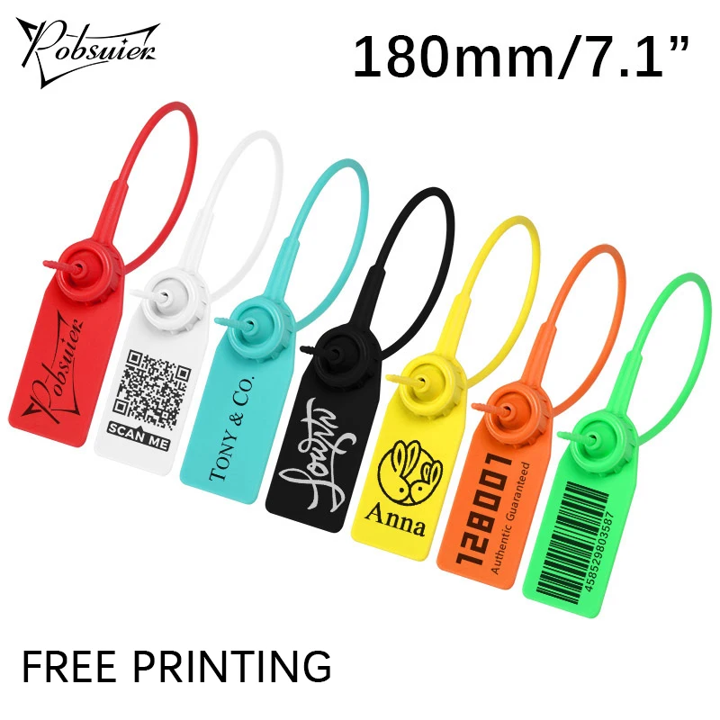 Pobsuier 100Pcs Custom Plastic Labels Clothing Brand Tag Disposable Personalized Security Hang Tags for Clothes Shoes 180mm/7.1
