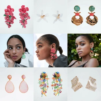 

Miwens New Unique Flower Beads Drop Earrings For Women Multicolor Crackled Stone Dangle Earrings Agate Stone Hanging Ear Jewelry