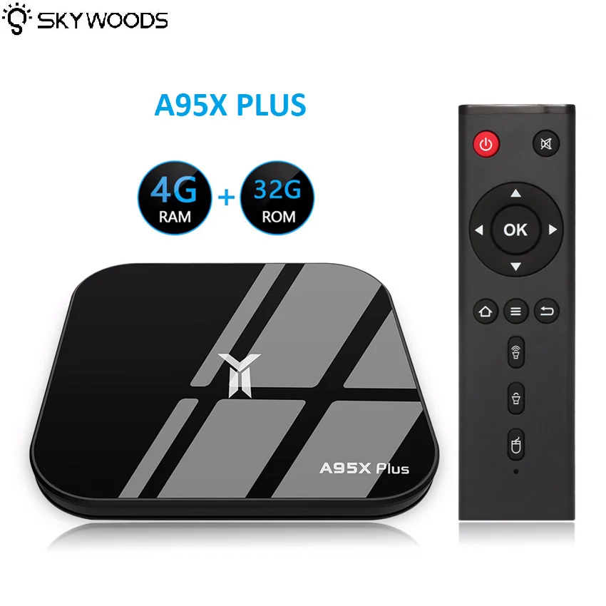 ТВ приставка Skywoods A95X Plus Amlogic S905Y2 Android 8 1 4 Гб DDR4 32 ГБ ROM 2 4G/5G WiFi USB3.0 BT4.2 4K H.265 Smart Set Top