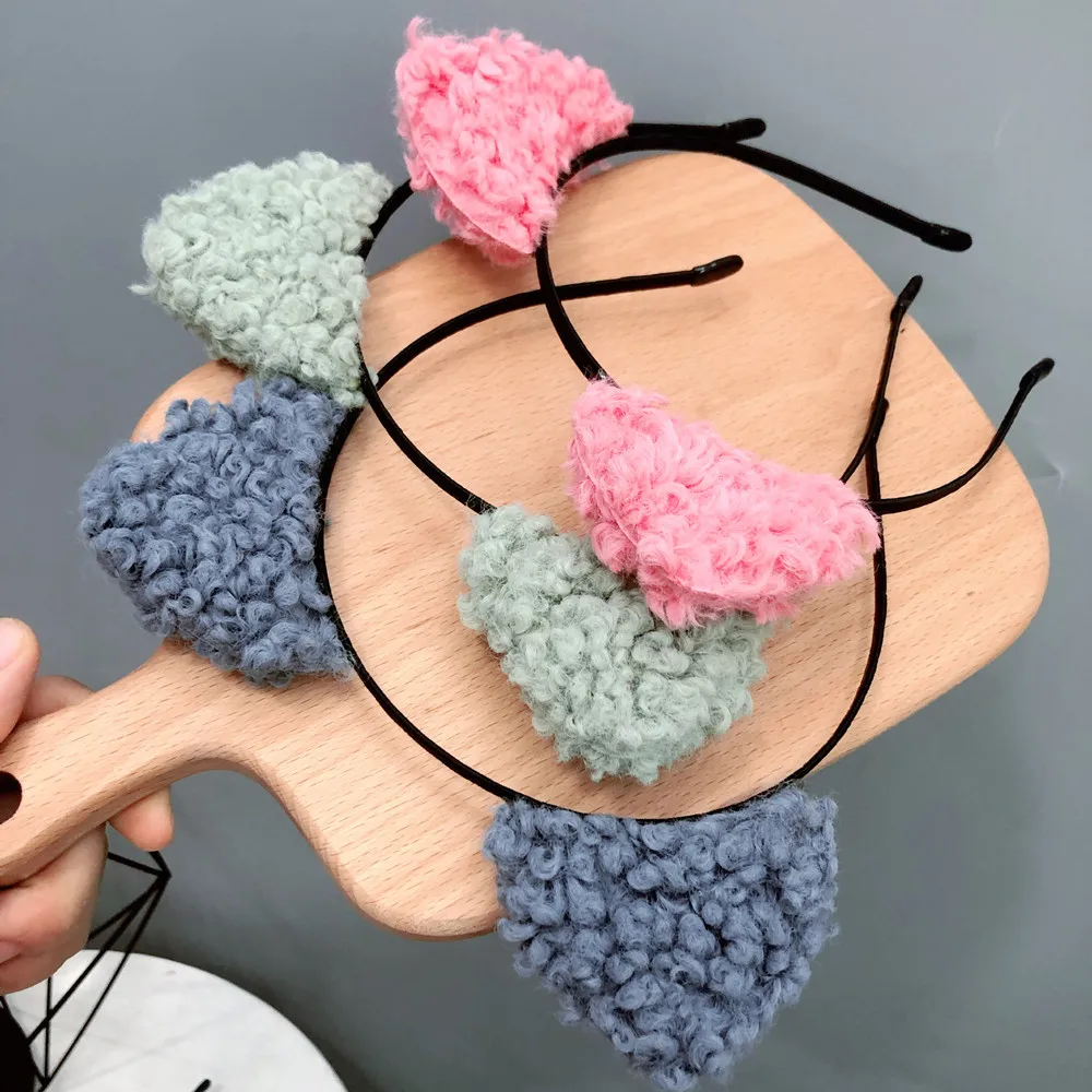 Популярный помпон для волос с кошачьими ушками, обруч для волос, милый меховой шар для девочек, Меховая повязка на голову, резинки для волос, аксессуары для волос, Детские аксессуары для волос, головной убор