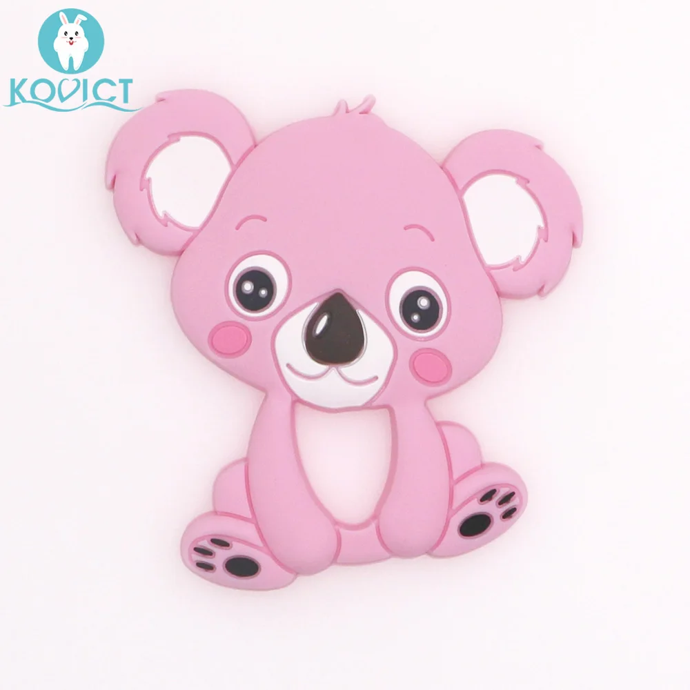 kovict 1pc Baby Koala Silicone Teether Teething Chew Toy Infant Teether Beads DIY Necklace Nursing Pendant Food Grade Silicone - Цвет: 03 Pink