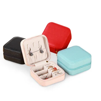 

Jewellery Box With Zipper Jewelry Organise Small For Rings/ Earrings/ Necklace etc PU Leather Portable Delicate
