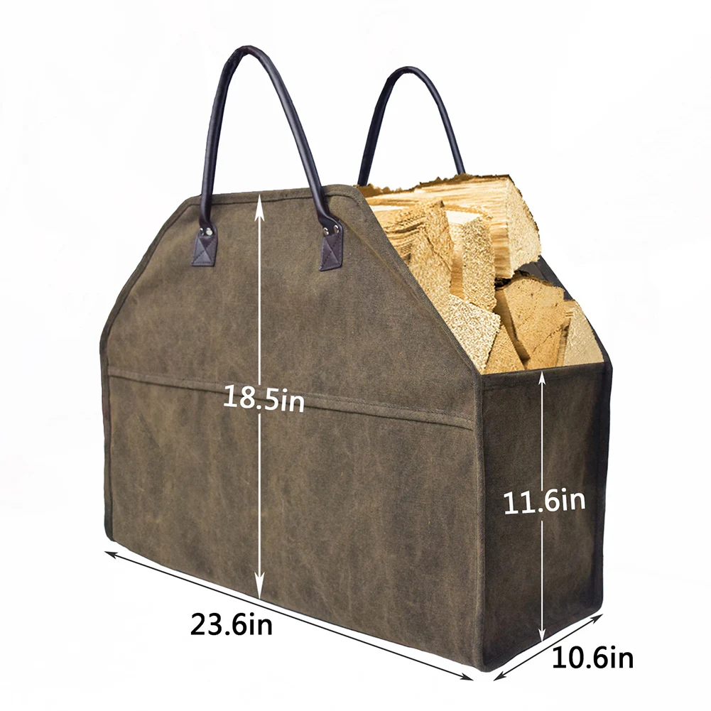 Сверхпрочная Холщовая Сумка для переноски дров, деревянная сумка для переноски, сумка для хранения камина, дров