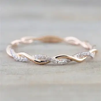 

New Fashion Female Party Wedding Engagement Crystal Twisted Rhinestone Inlaid Band Ring Women Finger Rings Statement Jewelry