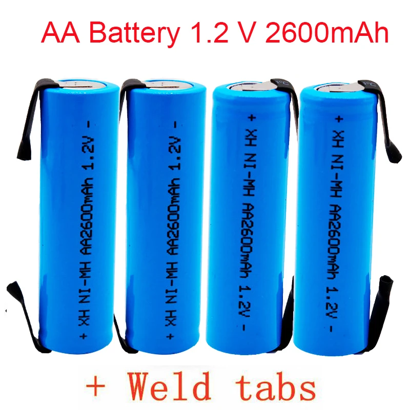 AA Rechargeable Battery 1.2V 2600mAh NiMH 14430 with Solder Pins for DIY Electric Razor Toothbrush Toys | Электроника