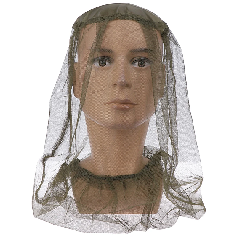 Fabric 50*55CM Midge Mosquito Insect Hat Bug Mesh Head Net Face Protector Travel Kits Camping Hiking Outdoor Gear Tool Wholesale - Цвет: GN