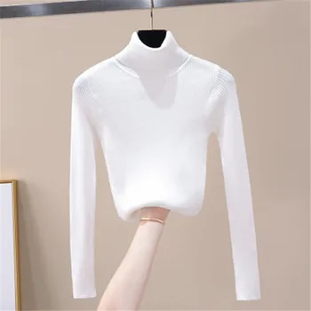 

2020 Women's Sweater Slim Half Turtleneck Elastic Pullover Women's Base Knit Pullover Sweater