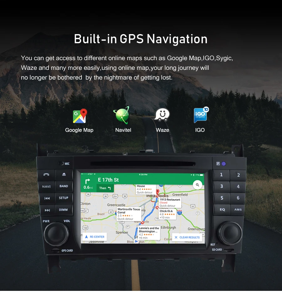 Excellent Android 9.0 Car GPS Navigation Radio Stereo For Mercedes Benz/Sprinter/W203/a180 2008-2012 Auto Audio WIFI DVD Video Multimedia 4