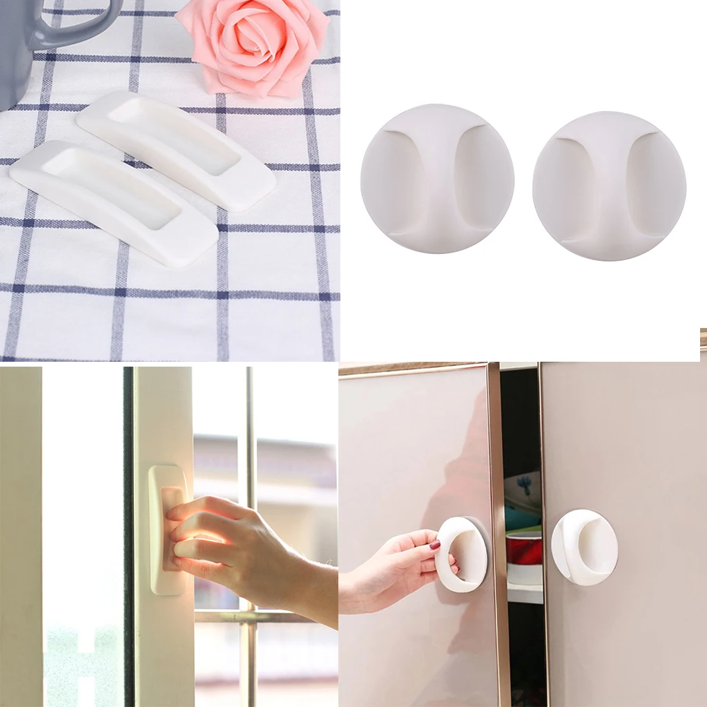 

2pcs Self Adhesive Furniture Pull Handles Interior Doors Glass Window Cabinet Drawer Wardrobe Fridge Handle Pull Knobs