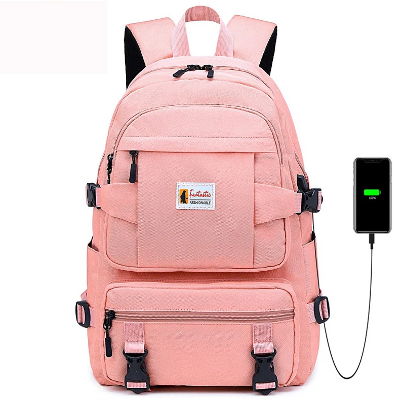 USB charging Stylish Backpack Women Backpack 14 15.6 inch Laptop School Backpacks Schoolbag College Back Pack 3