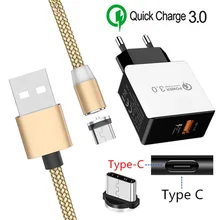 QC 3,0 быстрое зарядное устройство Oppo Reno type C зарядный провод для samsung S8 A40 Nova 5 huawei P20 lite mate 30 20 10 Pro Магнитный USB кабель