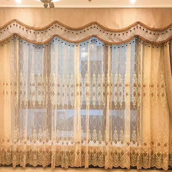 

European Minimalist Curtains Window Screeningfor Living Room Bedroom Embroidery Screens High Precision Allover Embroidery Yarn