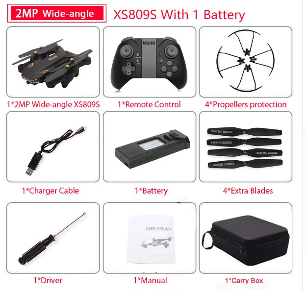 VISUO XS809S XS809HW складной селфи Дрон с широкоугольным 0.3MP/2MP HD камерой Квадрокоптер WiFi FPV RC вертолет мини Дрон xs809 - Цвет: Wide 2MP 1B Carry Bg