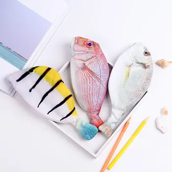 

Creative Travel Ladies Women Cosmetic Bag Fish Shape 3D Printing Makeup Bags With Multicolor Pattern Cute Cosmetics Pouchs