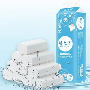 

12 Rolls Of Paper Coreless Household Toilet Paper Roll Paper Towels For Househol toilet paper rolls pack rolling paper D402