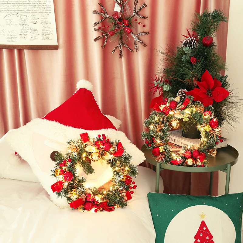 

Новогодний венок, светящаяся подвеска на елку, украшение для дверей, новогодние подарки, украшения из гирлянд