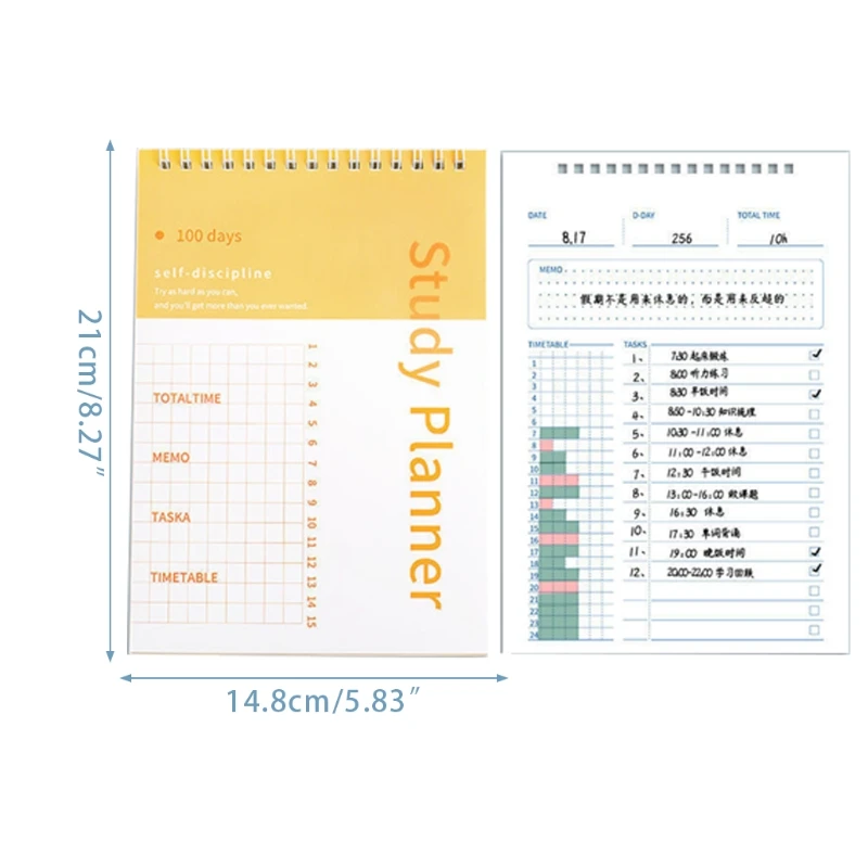 Dias Planejador de Estudo a5 Agenda Espiral Planejador Para-fazer-lista Verticalmente Lançando 50 Folhas Ideal para o Aluno 100 - Imagem 6