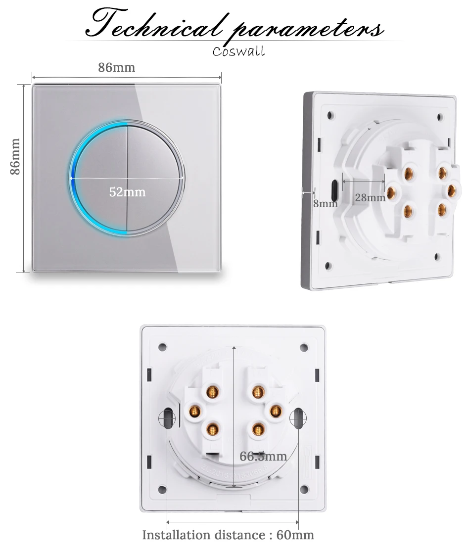 INTERRUPTEUR,TV CAT6-220-250V--Interrupteur Mural 1-2-3-4 Voies, 1-2 ...
