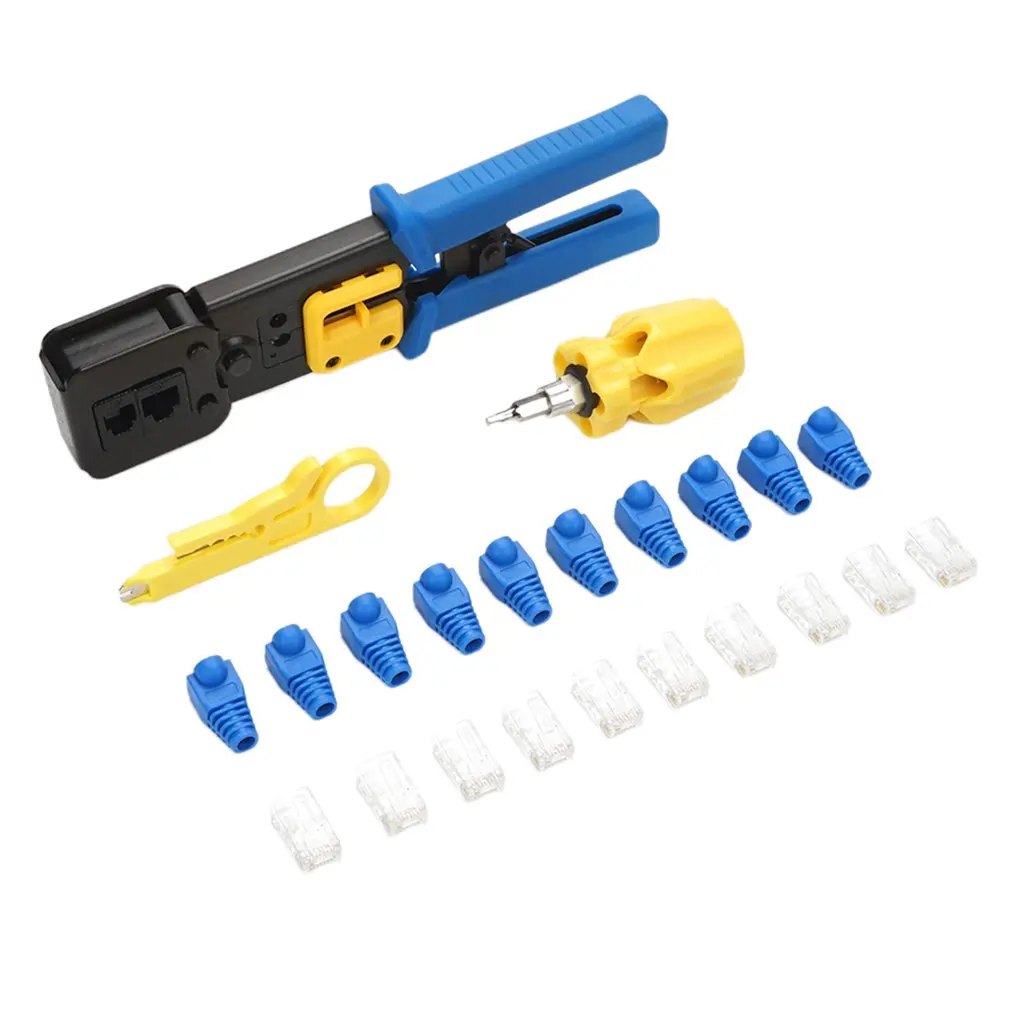 

Professional Manual Crimping Pliers Through Hole Crystal Head Crimping Pliers 6P8P Multifunction Ez Through Hole Cable Pliers