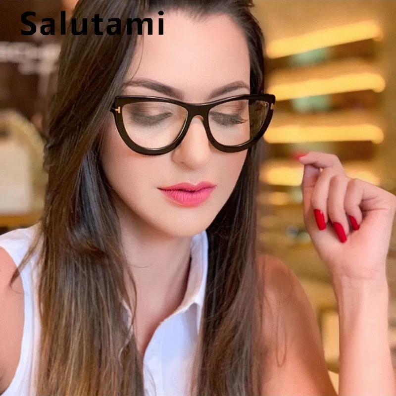 Роскошные брендовые овальные прозрачные очки для женщин винтажные Ретро Черные оправа для очков в стиле кошачьи глаза женские компьютерные очки прозрачные