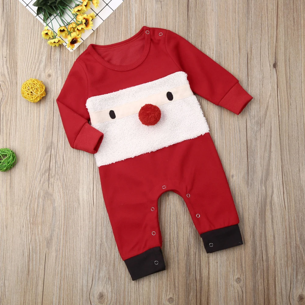 Одежда для маленьких мальчиков и девочек; Рождественский Комбинезон для маленьких мальчиков и девочек с объемным Санта-Клаусом; комбинезон; комплект одежды из одного предмета