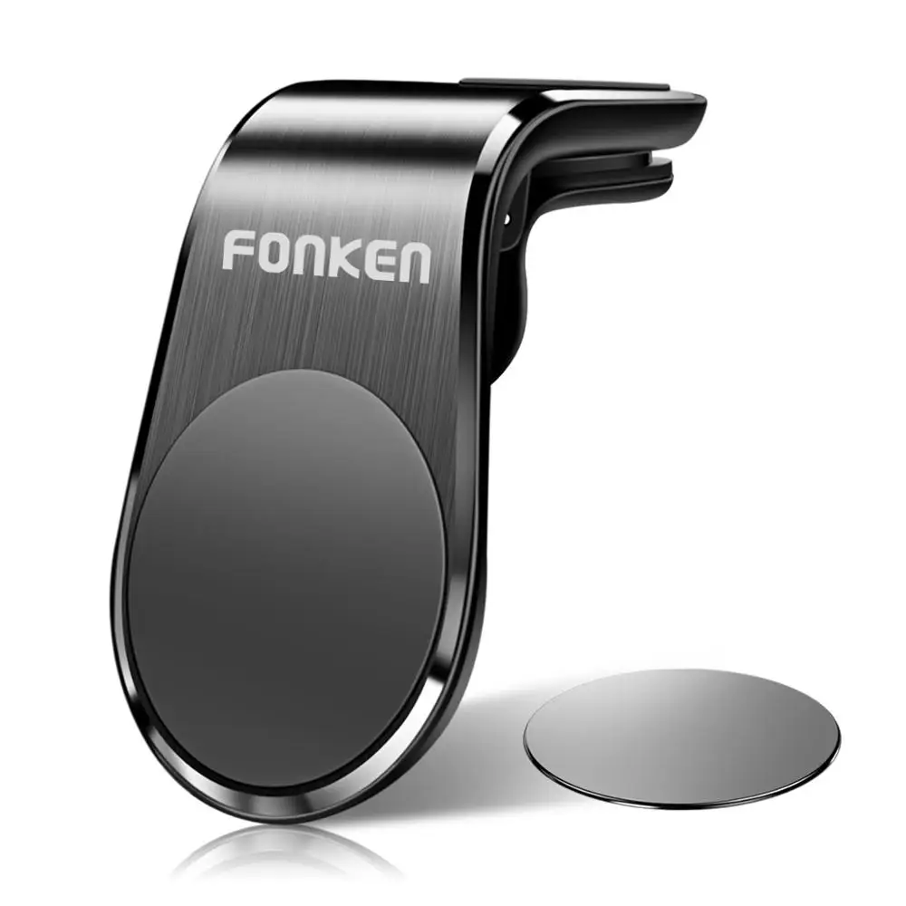 Fixed Black Holder Магнитный автомобильный держатель для телефона FONKEN, металлический Универсальный магнитный держатель на вентиляционное отверстие, подставка на автомобильную розетку, магнитный Кронштейн для мобильного навигатора - Цвет: Fixed Black Holder