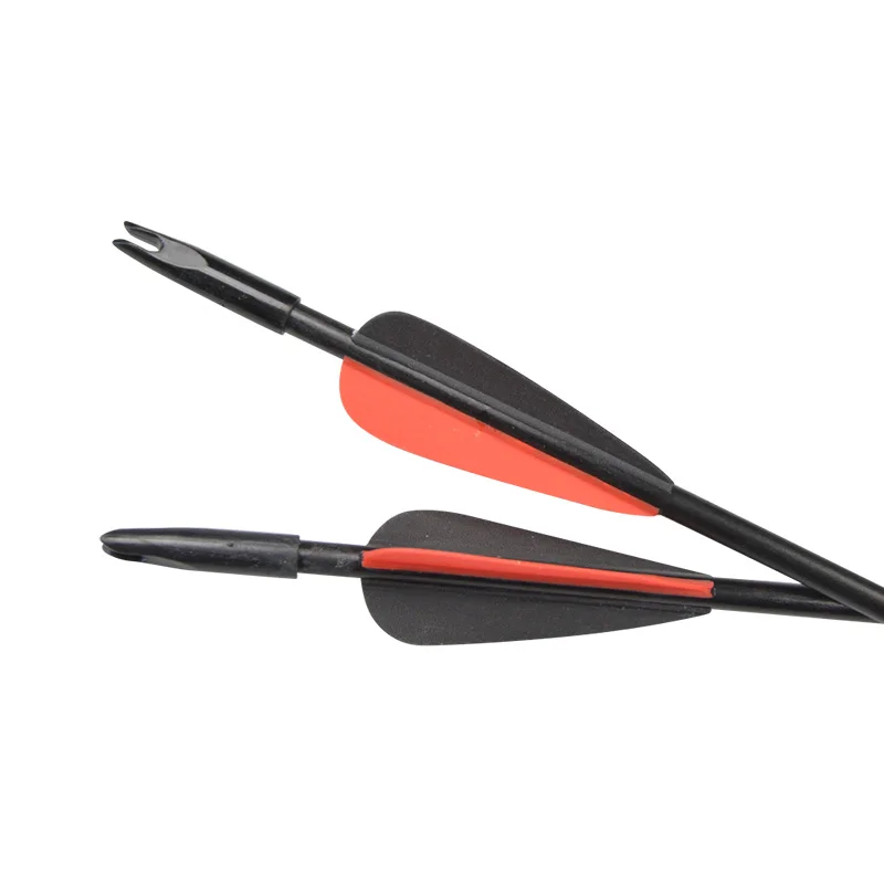 Arco e Flecha de Fibra de Vidro com Preto e Vermelho Pena para Recurvo Polegada Cor Composto Arco Tiro Caça Accessorie 6 - 12 Pçs 31.5 11 flecha de fibra de vidro com preto