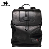 BISON DENIM New Men Large Capacity Backpack Fashion Leather Waterproof Men Backpack Casual Laptop Travel School Bags N2581 1